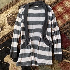 Grey and white striped cardigan
